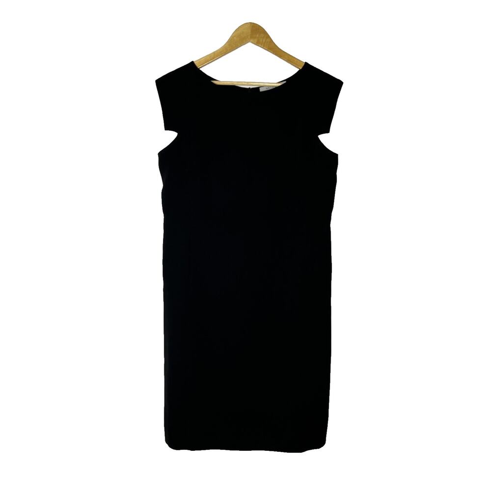 MM Lafleur The Sarah Sheath Dress 12 Black Crepe Cap Sleeve Classic Career Suit